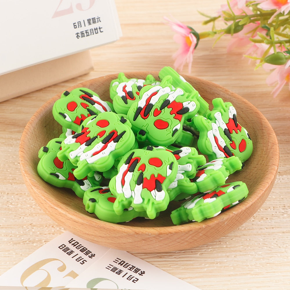 20Pcs New Halloween Ghost Skeleton Series Silicone Beads For Jewelry Making DIY Halloween Gifts Necklace Keychain Accessories