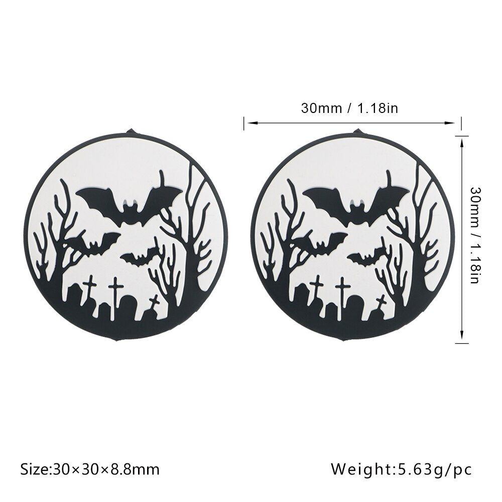 20Pcs New Halloween Ghost Skeleton Series Silicone Beads For Jewelry Making DIY Halloween Gifts Necklace Keychain Accessories