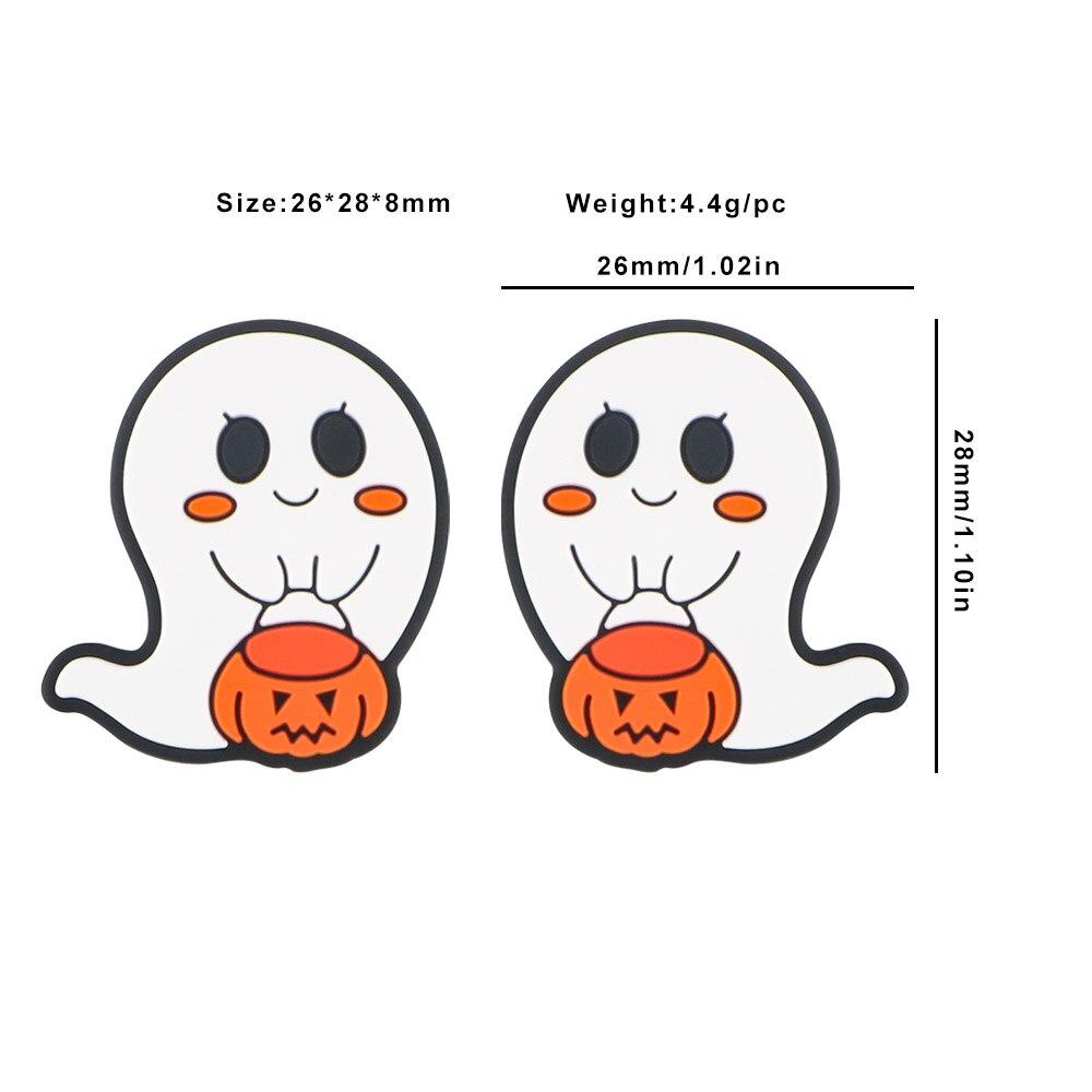 20Pcs New Halloween Ghost Skeleton Series Silicone Beads For Jewelry Making DIY Halloween Gifts Necklace Keychain Accessories