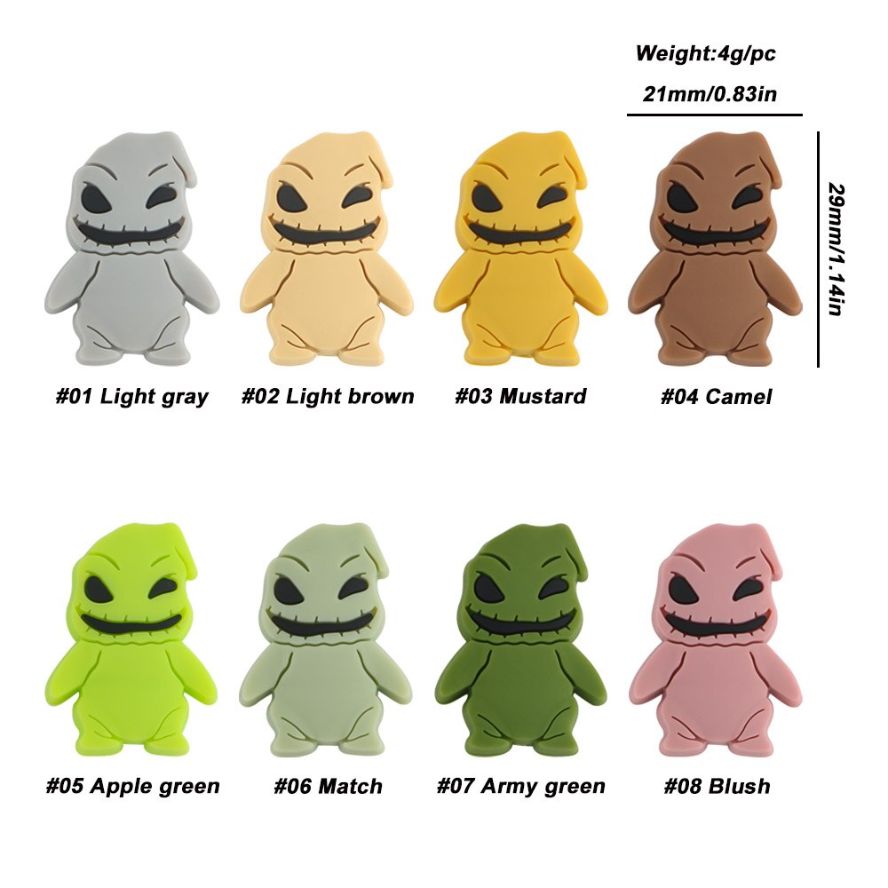 20Pcs New Halloween Ghost Skeleton Series Silicone Beads For Jewelry Making DIY Halloween Gifts Necklace Keychain Accessories