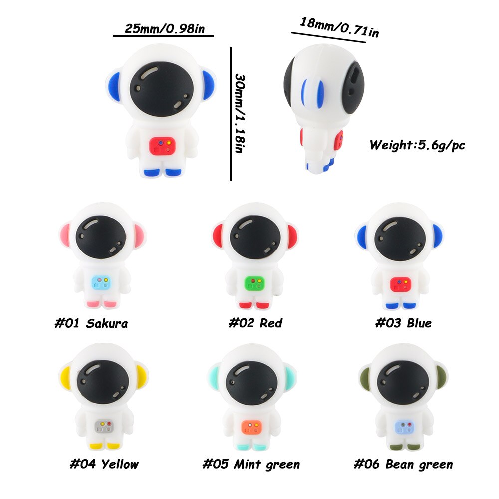 20Pcs New Astronaut Rocket Cartoon Stereoscopic Silicone Beads For Jewelry Making DIY Necklace Jewelry Accessories