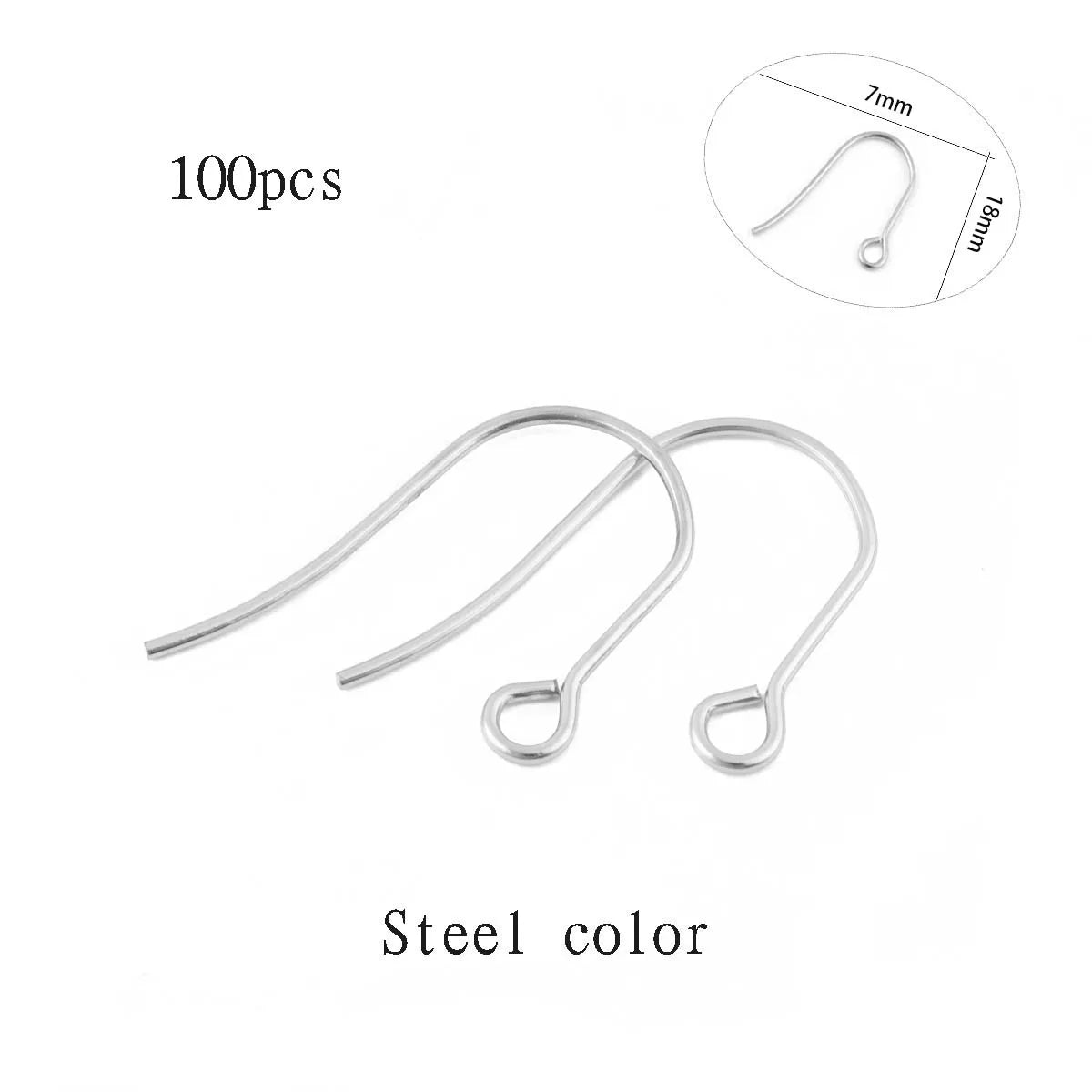 50-100pcs/lot Stainless Steel Earring Hooks Findings Earrings Clasps Ear WireEar Fittings For DIY Jewelry Making Accessories