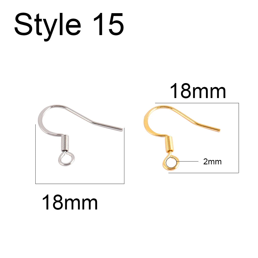 50pcs 316 Stainless Steel Earring Hooks French Earrings DIY Earring Clasp Findings Supplies For Jewelry Making Wholesale Parts