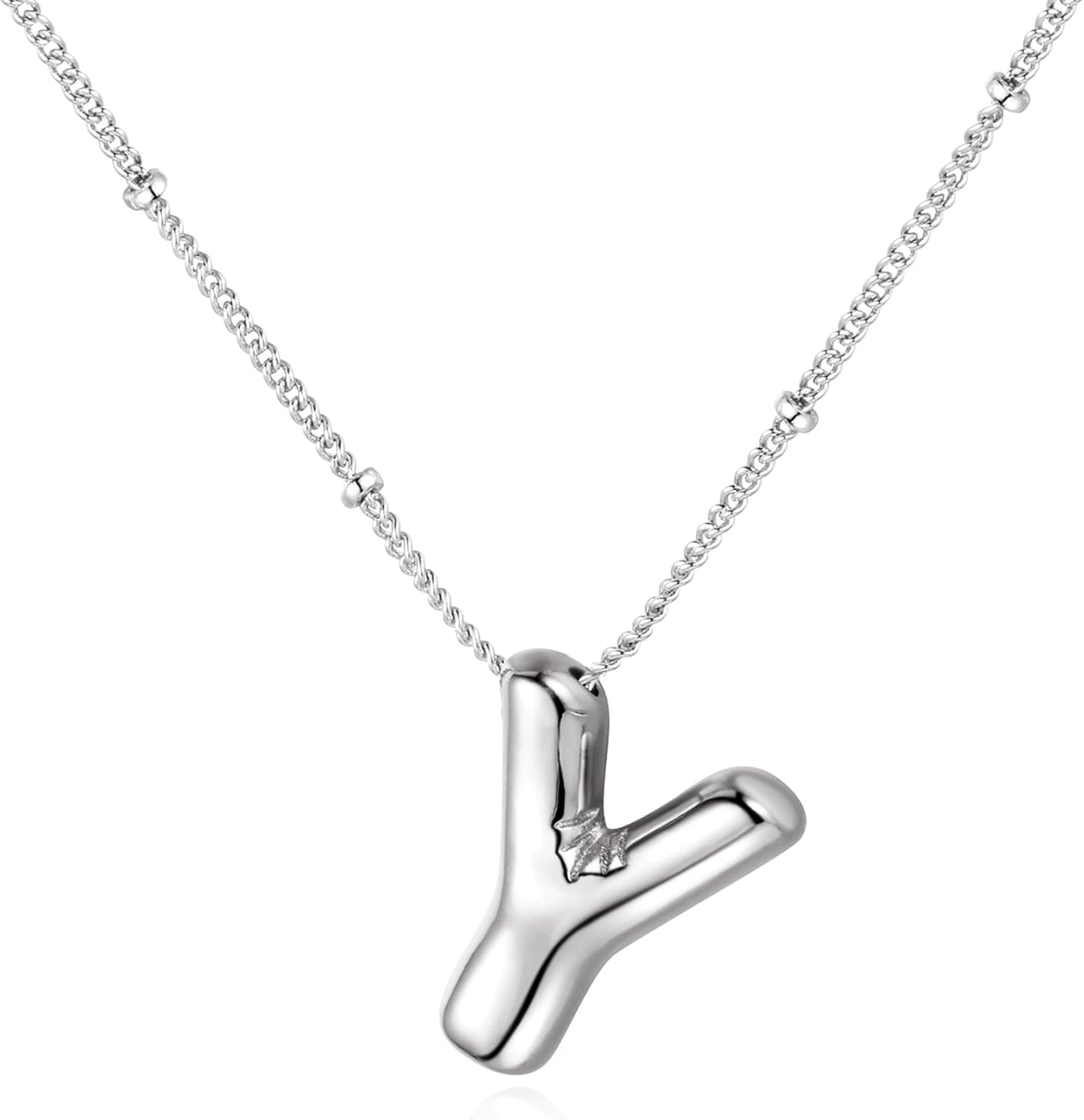 Bubble Letter Necklace Balloon Initial Necklaces for Women Dainty Alphabet Pendant 14K Gold Plated Puffy Name Personalized Jewelry