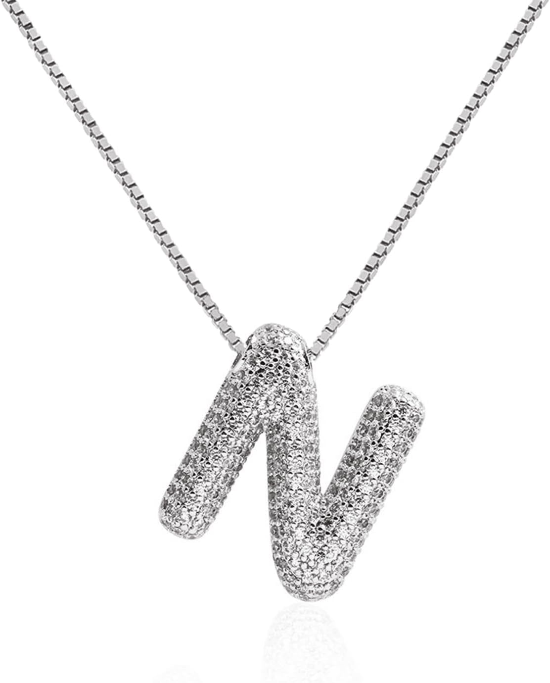 Bubble Letter Necklace Balloon Initial Necklaces for Women Dainty Alphabet Pendant 14K Gold Plated Puffy Name Personalized Jewelry