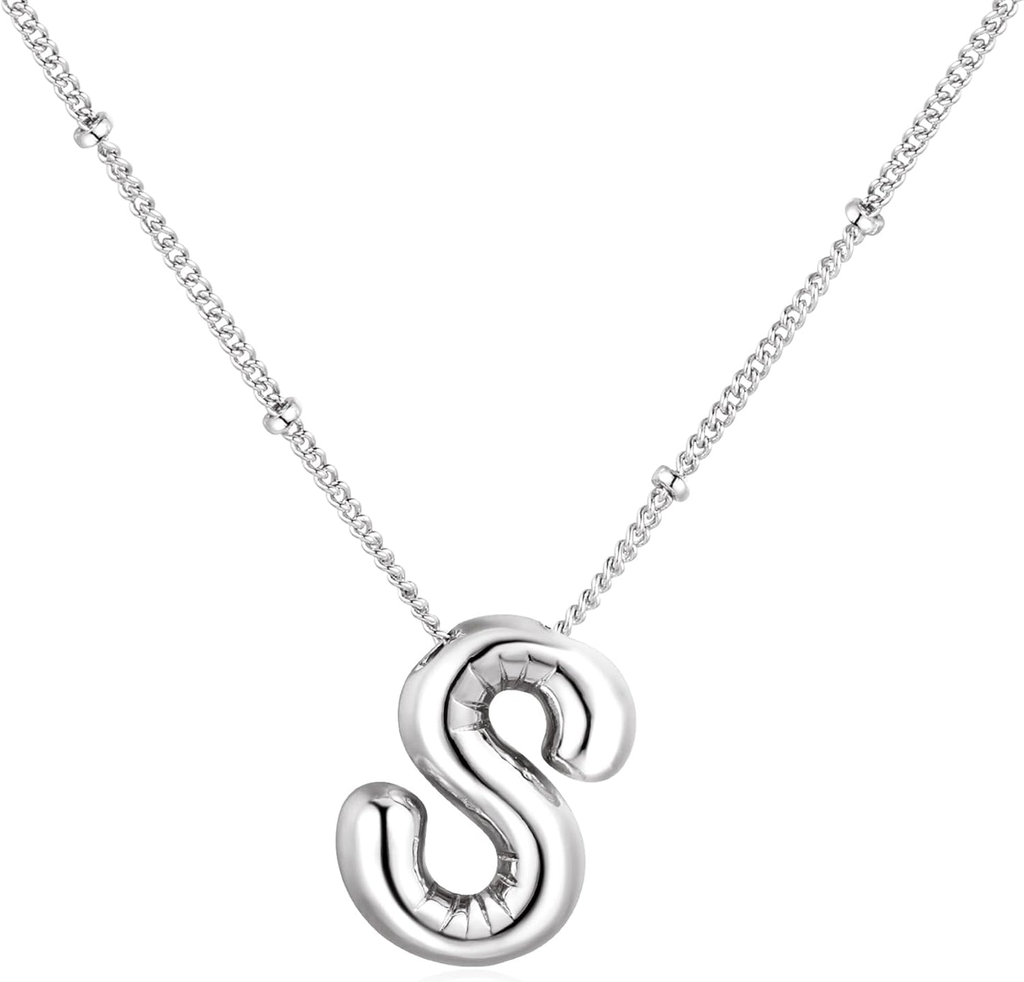 Bubble Letter Necklace Balloon Initial Necklaces for Women Dainty Alphabet Pendant 14K Gold Plated Puffy Name Personalized Jewelry