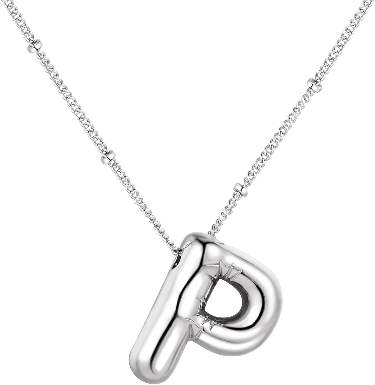 Bubble Letter Necklace Balloon Initial Necklaces for Women Dainty Alphabet Pendant 14K Gold Plated Puffy Name Personalized Jewelry