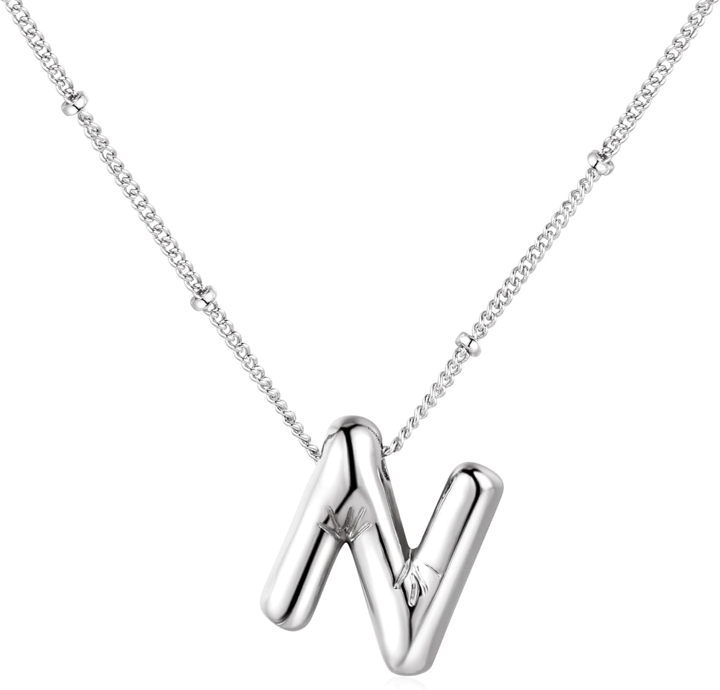 Bubble Letter Necklace Balloon Initial Necklaces for Women Dainty Alphabet Pendant 14K Gold Plated Puffy Name Personalized Jewelry