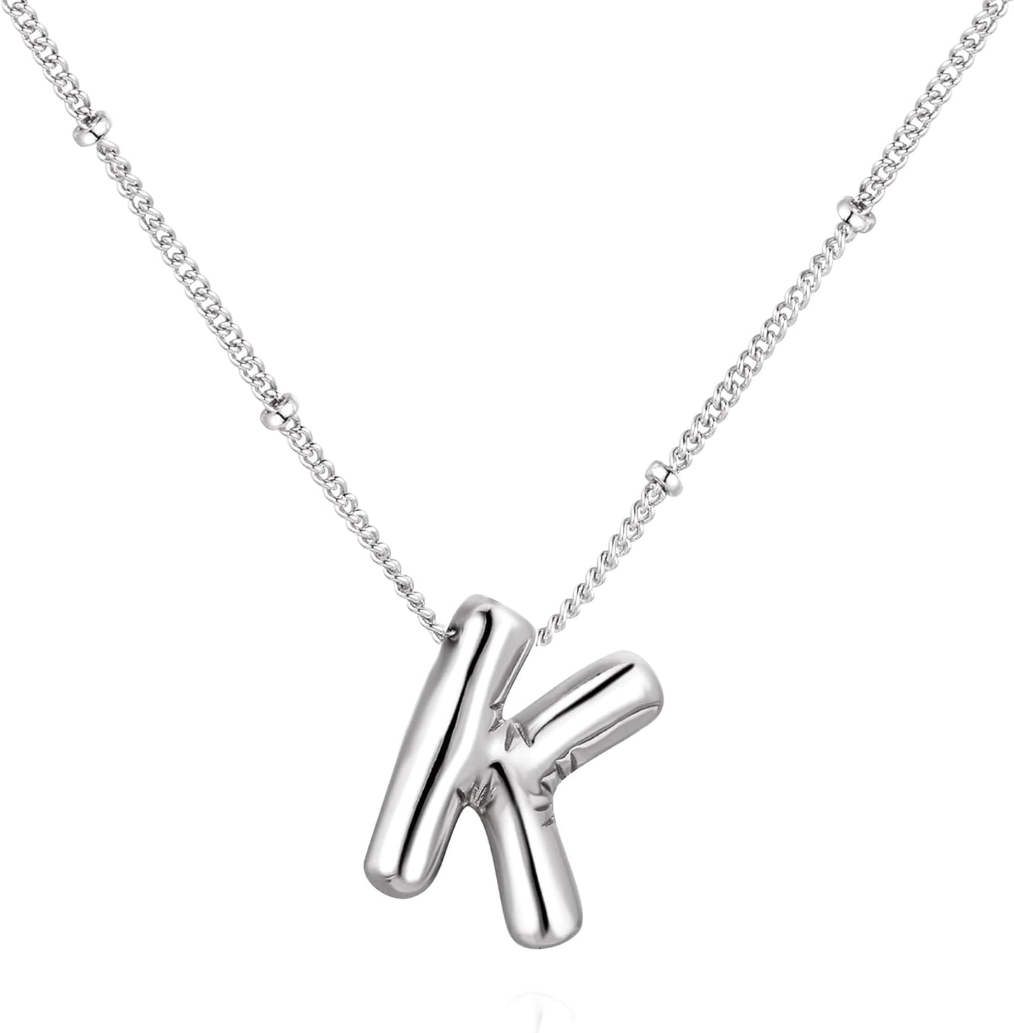 Bubble Letter Necklace Balloon Initial Necklaces for Women Dainty Alphabet Pendant 14K Gold Plated Puffy Name Personalized Jewelry