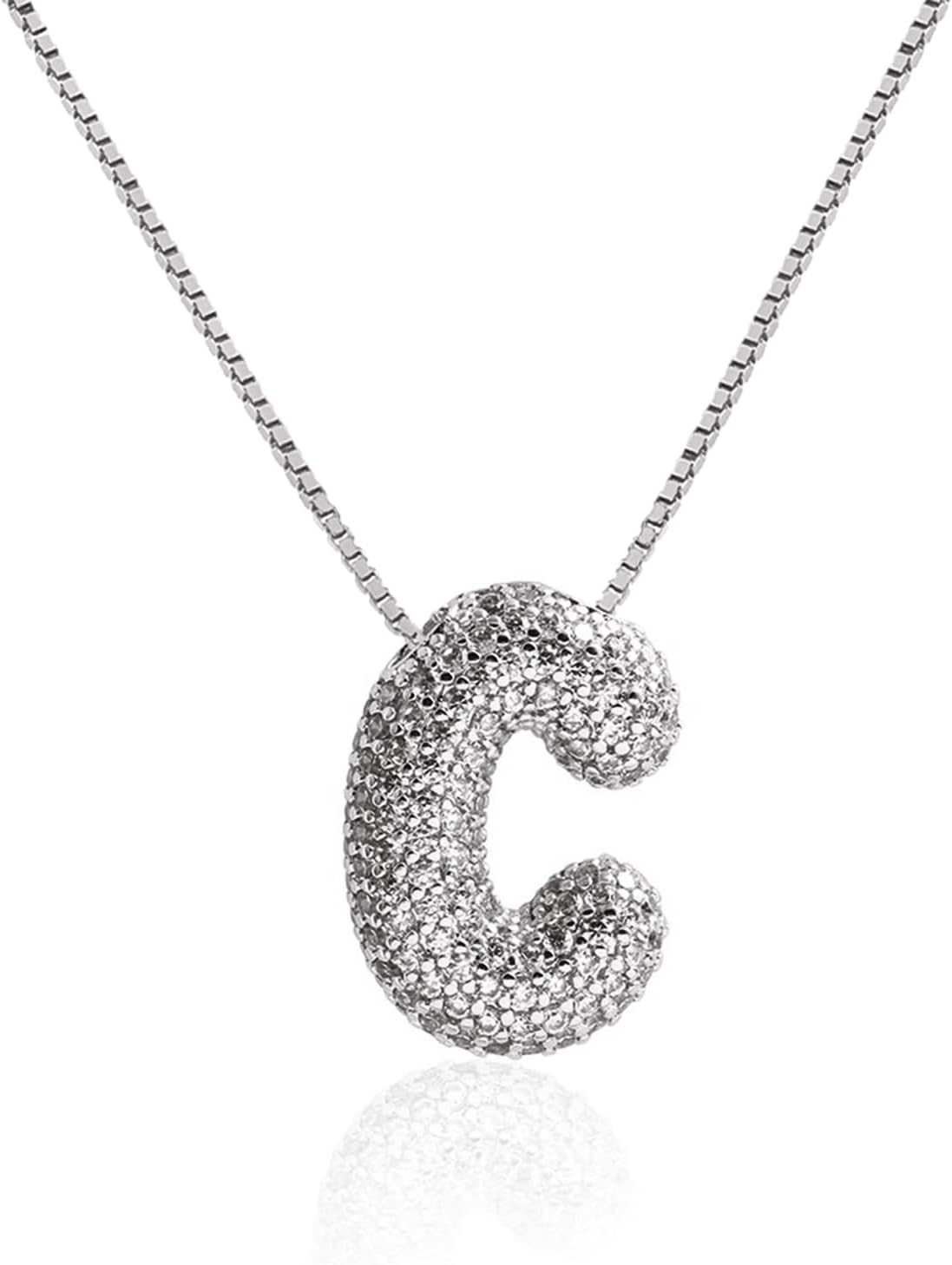 Bubble Letter Necklace Balloon Initial Necklaces for Women Dainty Alphabet Pendant 14K Gold Plated Puffy Name Personalized Jewelry