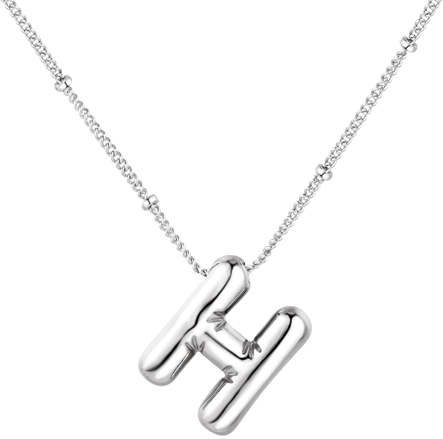 Bubble Letter Necklace Balloon Initial Necklaces for Women Dainty Alphabet Pendant 14K Gold Plated Puffy Name Personalized Jewelry