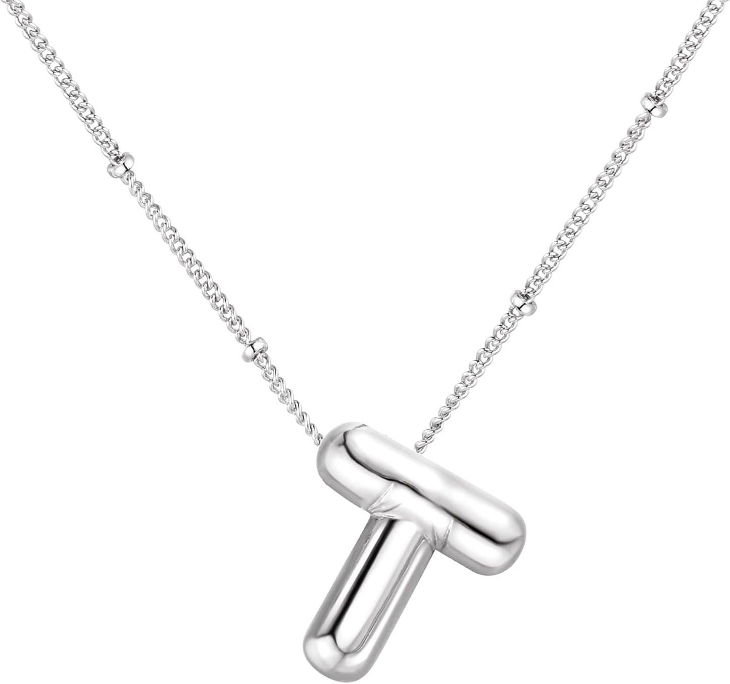 Bubble Letter Necklace Balloon Initial Necklaces for Women Dainty Alphabet Pendant 14K Gold Plated Puffy Name Personalized Jewelry