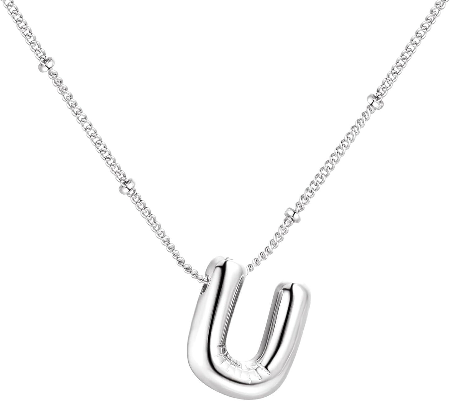 Bubble Letter Necklace Balloon Initial Necklaces for Women Dainty Alphabet Pendant 14K Gold Plated Puffy Name Personalized Jewelry