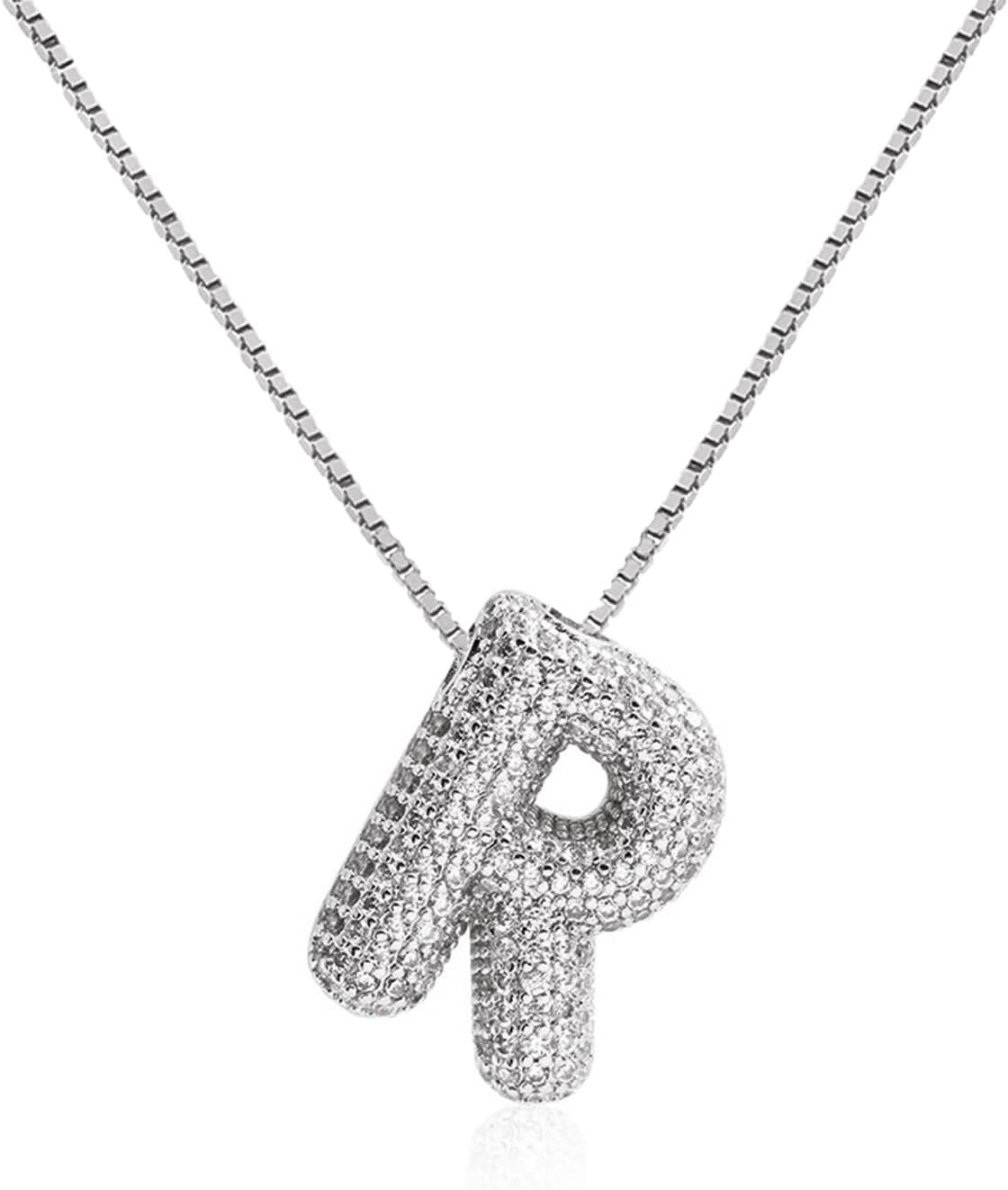 Bubble Letter Necklace Balloon Initial Necklaces for Women Dainty Alphabet Pendant 14K Gold Plated Puffy Name Personalized Jewelry