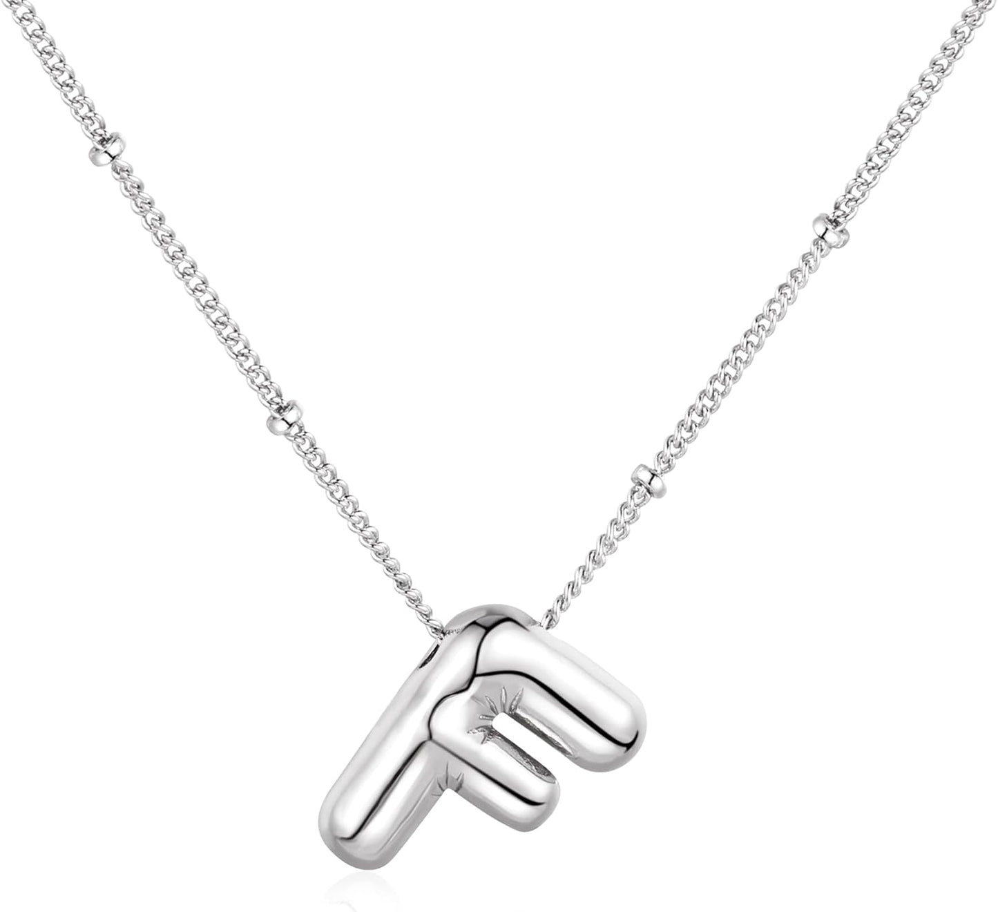 Bubble Letter Necklace Balloon Initial Necklaces for Women Dainty Alphabet Pendant 14K Gold Plated Puffy Name Personalized Jewelry