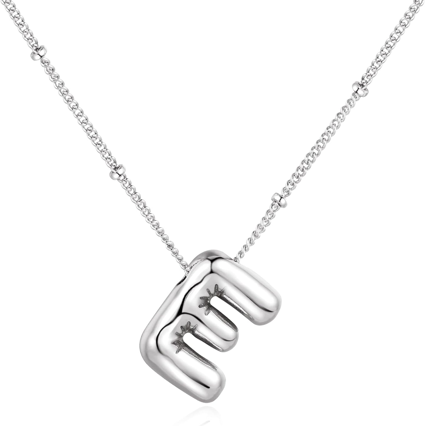 Bubble Letter Necklace Balloon Initial Necklaces for Women Dainty Alphabet Pendant 14K Gold Plated Puffy Name Personalized Jewelry