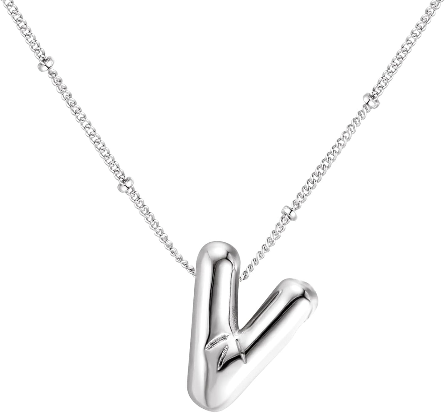Bubble Letter Necklace Balloon Initial Necklaces for Women Dainty Alphabet Pendant 14K Gold Plated Puffy Name Personalized Jewelry