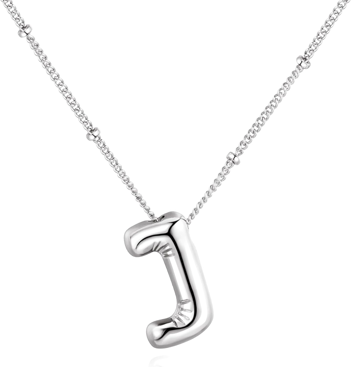 Bubble Letter Necklace Balloon Initial Necklaces for Women Dainty Alphabet Pendant 14K Gold Plated Puffy Name Personalized Jewelry