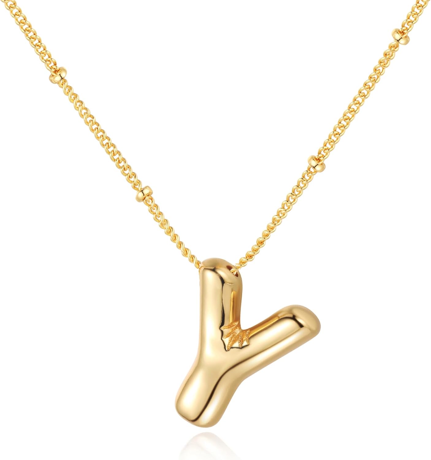 Bubble Letter Necklace Balloon Initial Necklaces for Women Dainty Alphabet Pendant 14K Gold Plated Puffy Name Personalized Jewelry