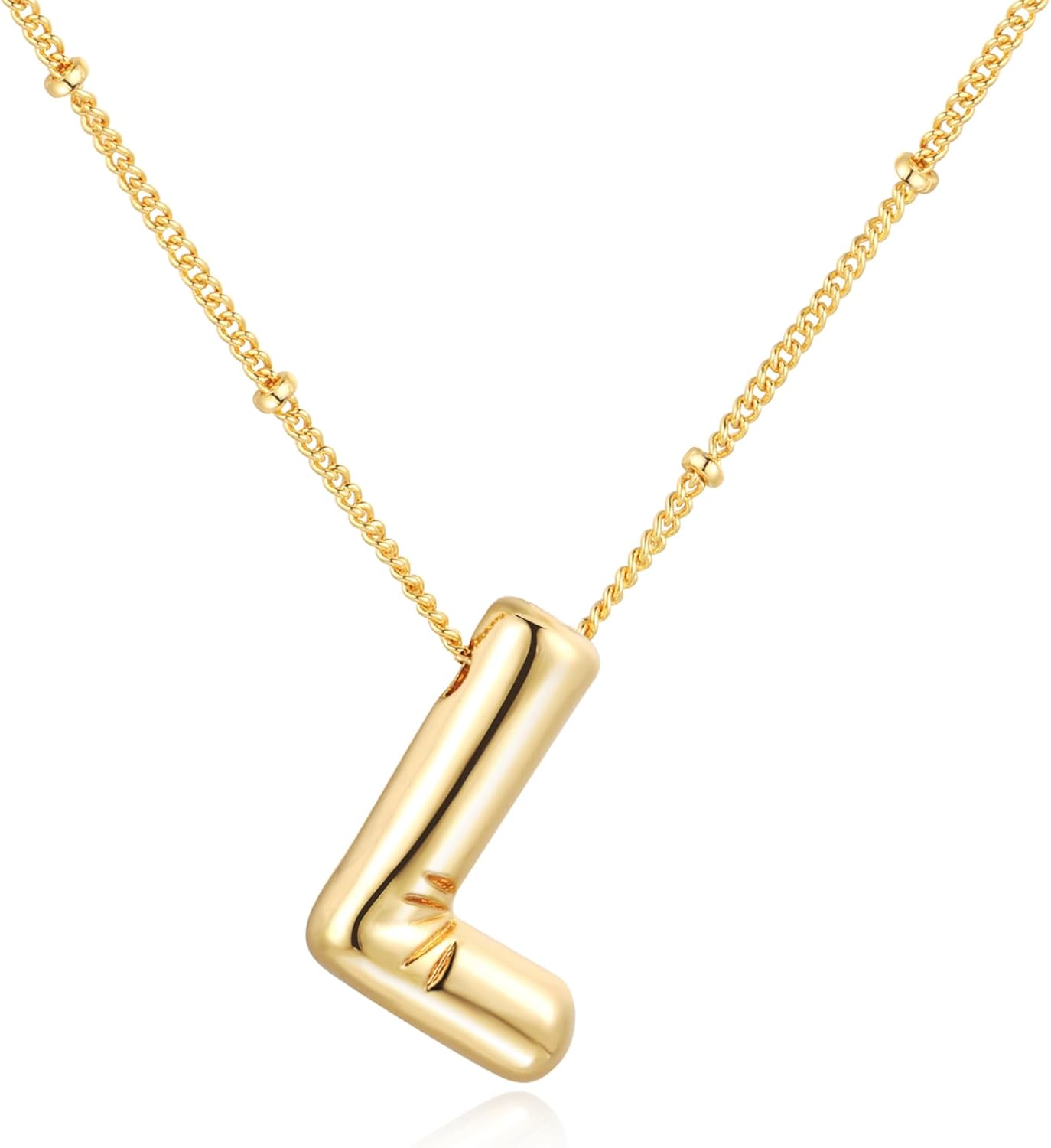 Bubble Letter Necklace Balloon Initial Necklaces for Women Dainty Alphabet Pendant 14K Gold Plated Puffy Name Personalized Jewelry