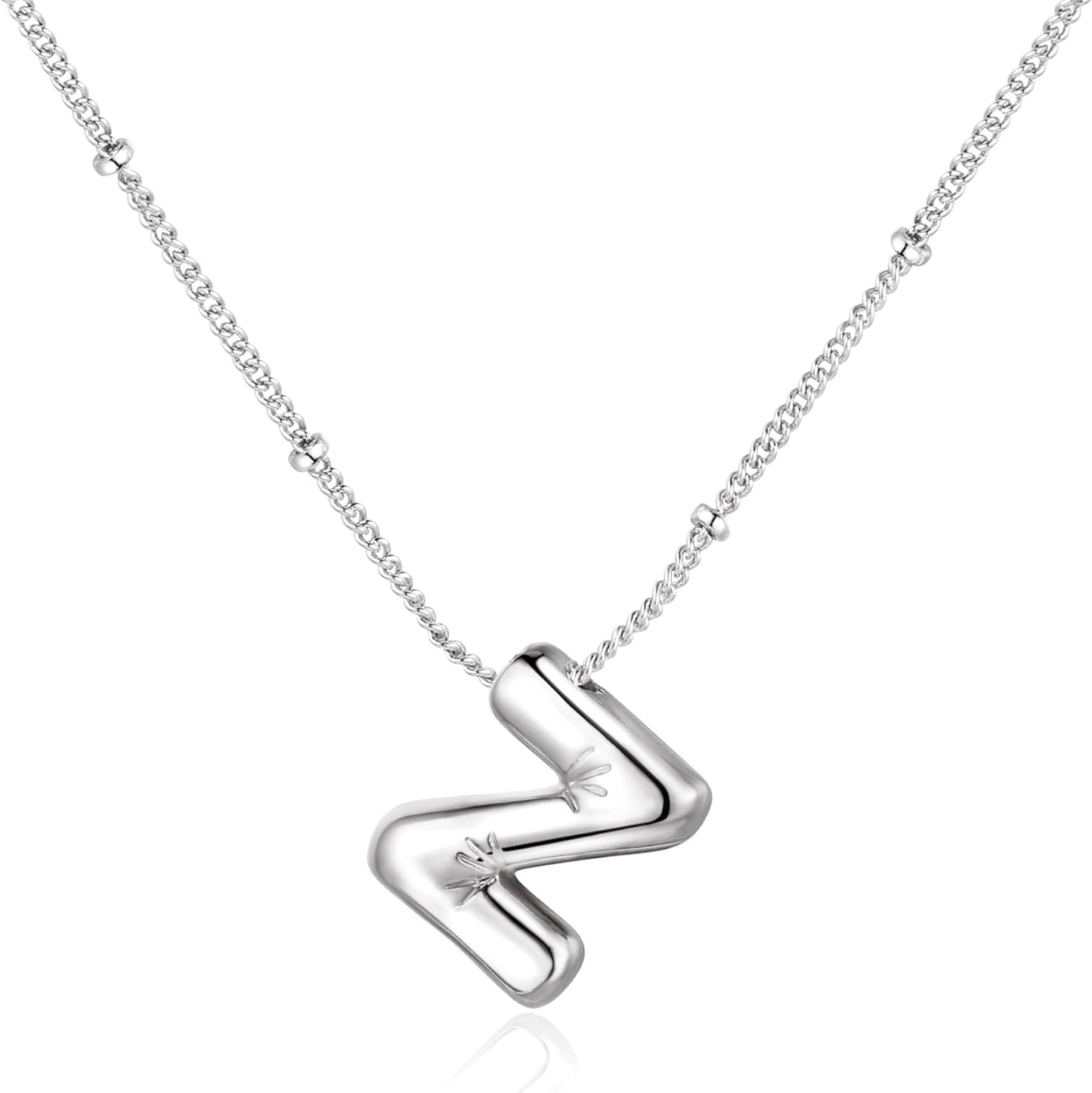 Bubble Letter Necklace Balloon Initial Necklaces for Women Dainty Alphabet Pendant 14K Gold Plated Puffy Name Personalized Jewelry