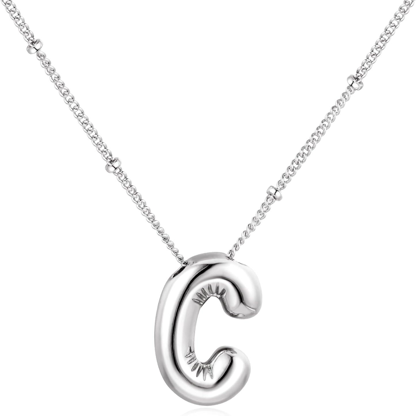 Bubble Letter Necklace Balloon Initial Necklaces for Women Dainty Alphabet Pendant 14K Gold Plated Puffy Name Personalized Jewelry