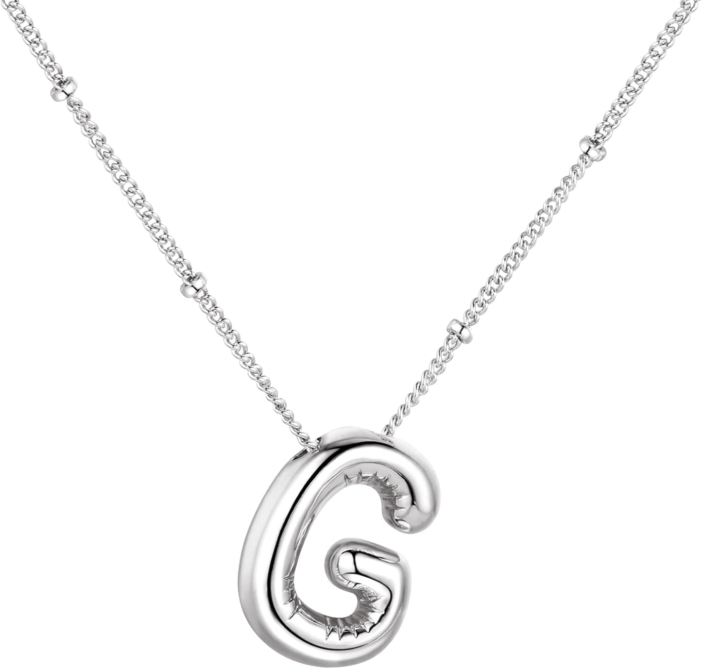 Bubble Letter Necklace Balloon Initial Necklaces for Women Dainty Alphabet Pendant 14K Gold Plated Puffy Name Personalized Jewelry