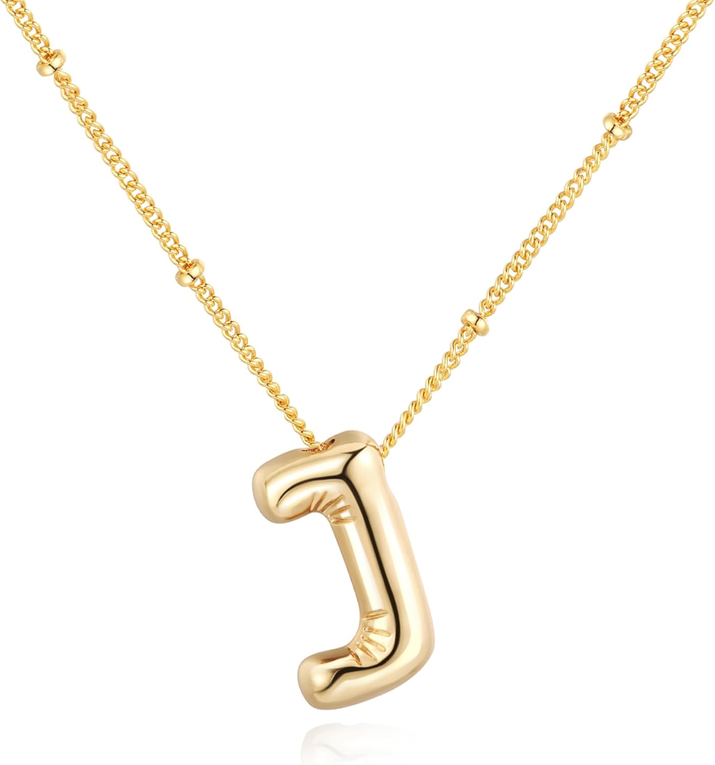 Bubble Letter Necklace Balloon Initial Necklaces for Women Dainty Alphabet Pendant 14K Gold Plated Puffy Name Personalized Jewelry
