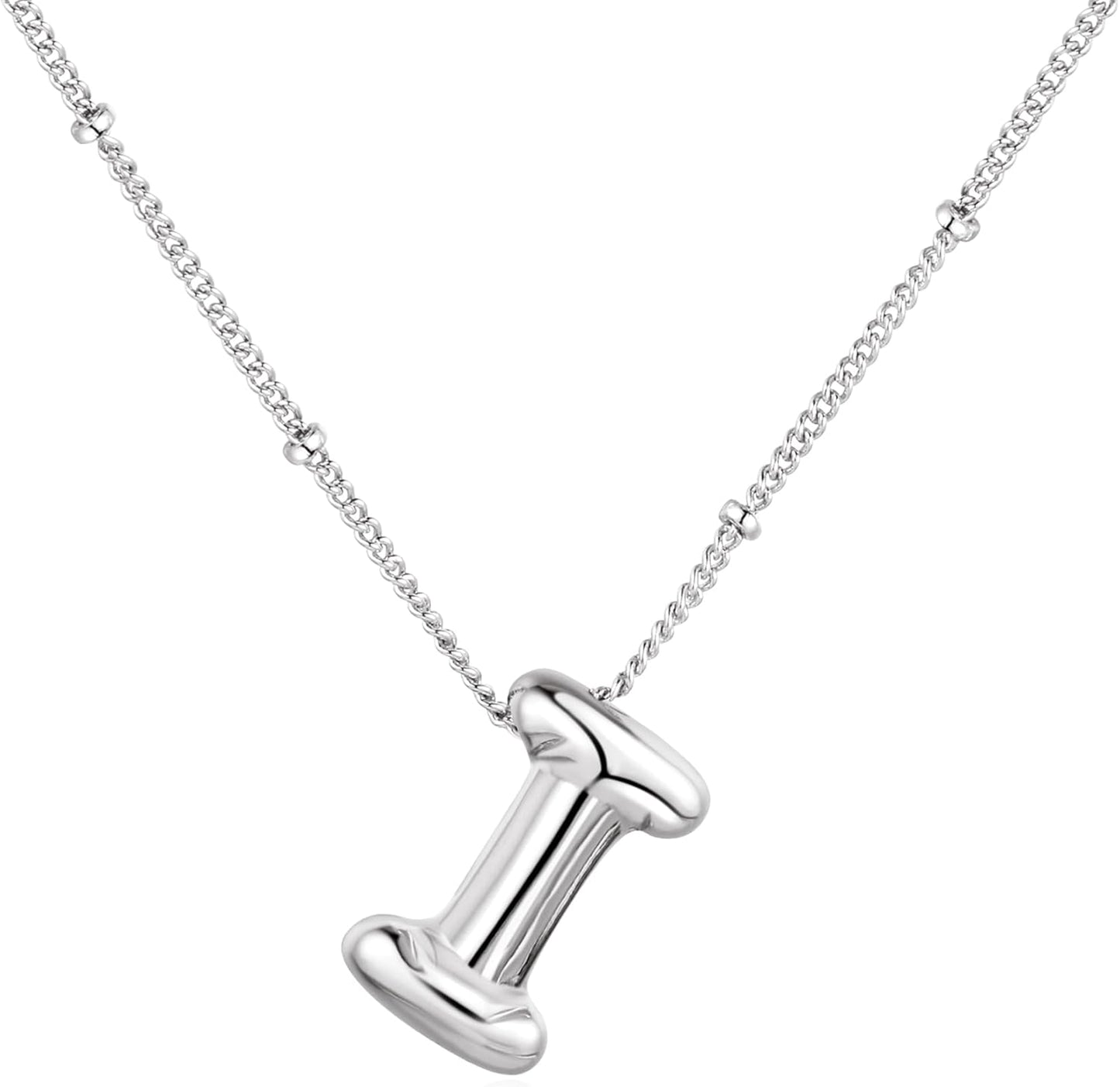 Bubble Letter Necklace Balloon Initial Necklaces for Women Dainty Alphabet Pendant 14K Gold Plated Puffy Name Personalized Jewelry
