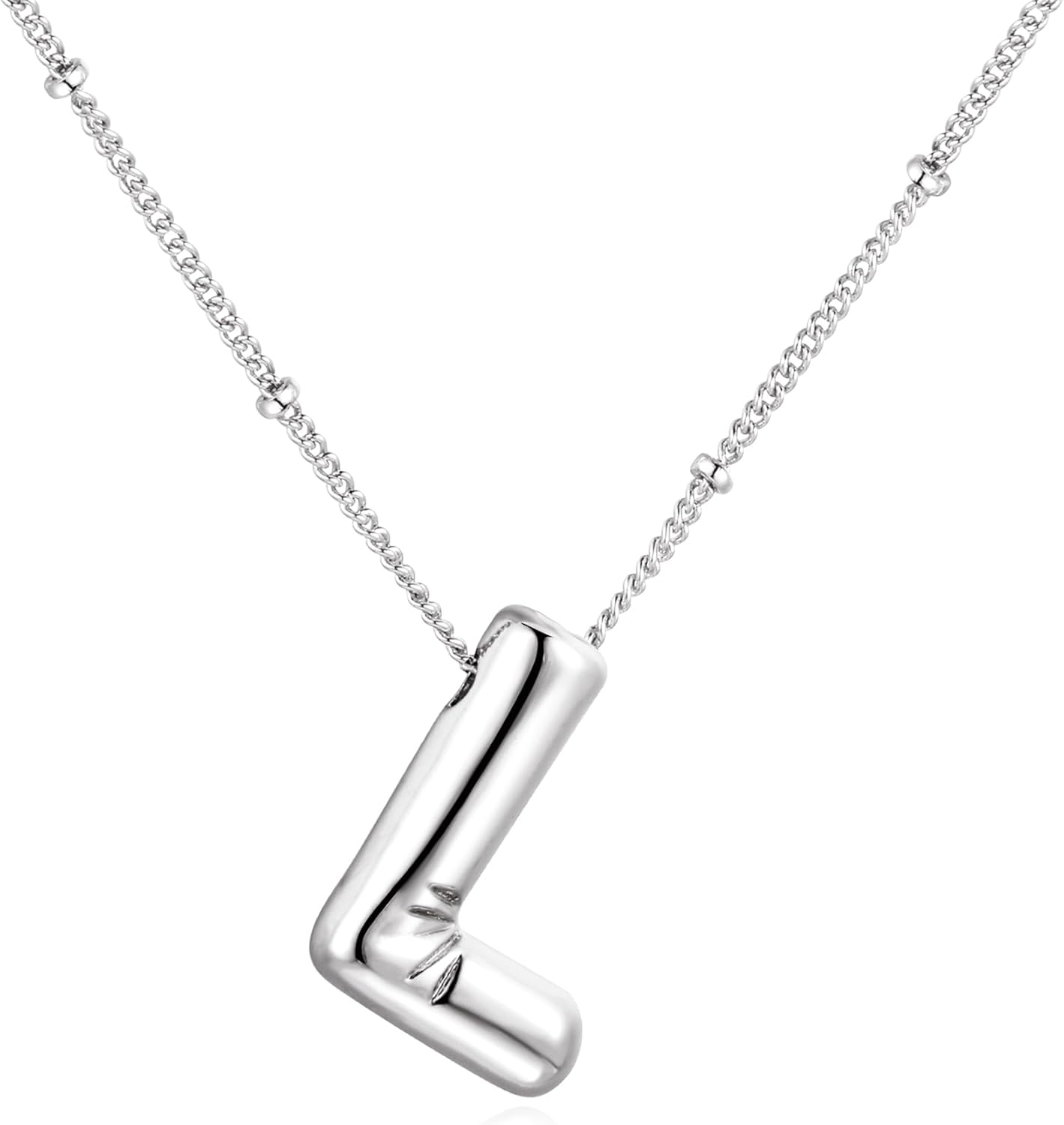 Bubble Letter Necklace Balloon Initial Necklaces for Women Dainty Alphabet Pendant 14K Gold Plated Puffy Name Personalized Jewelry