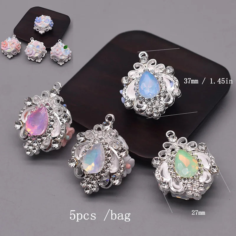 5pcs/bag Handmade Butterfly Round Flower Ball Heart Beads for Jewelry Making DIY Phone Chain Bead Pen Accessories