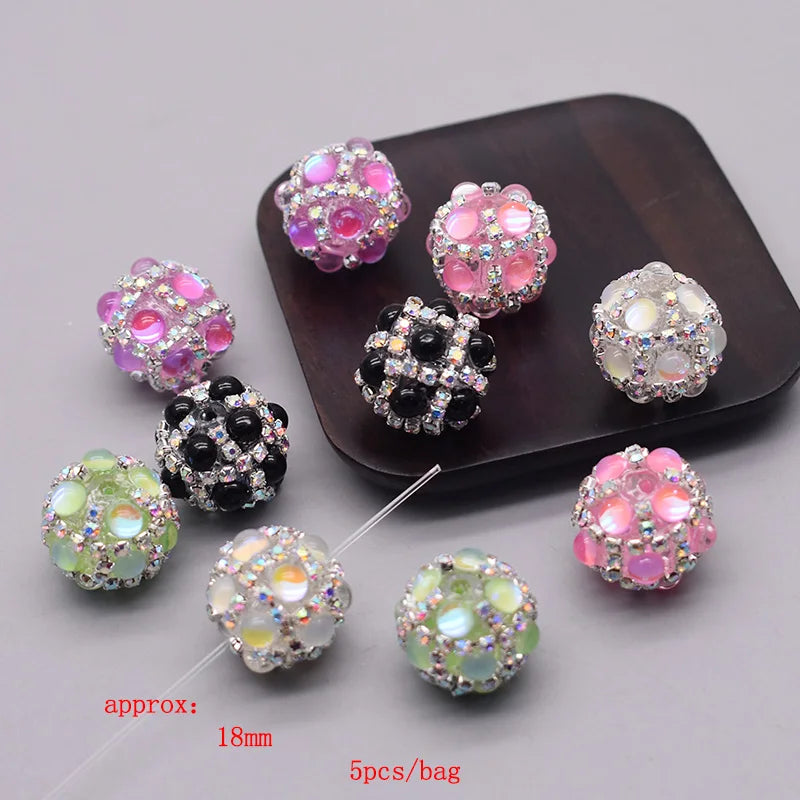 5pcs/bag Handmade Butterfly Round Flower Ball Heart Beads for Jewelry Making DIY Phone Chain Bead Pen Accessories