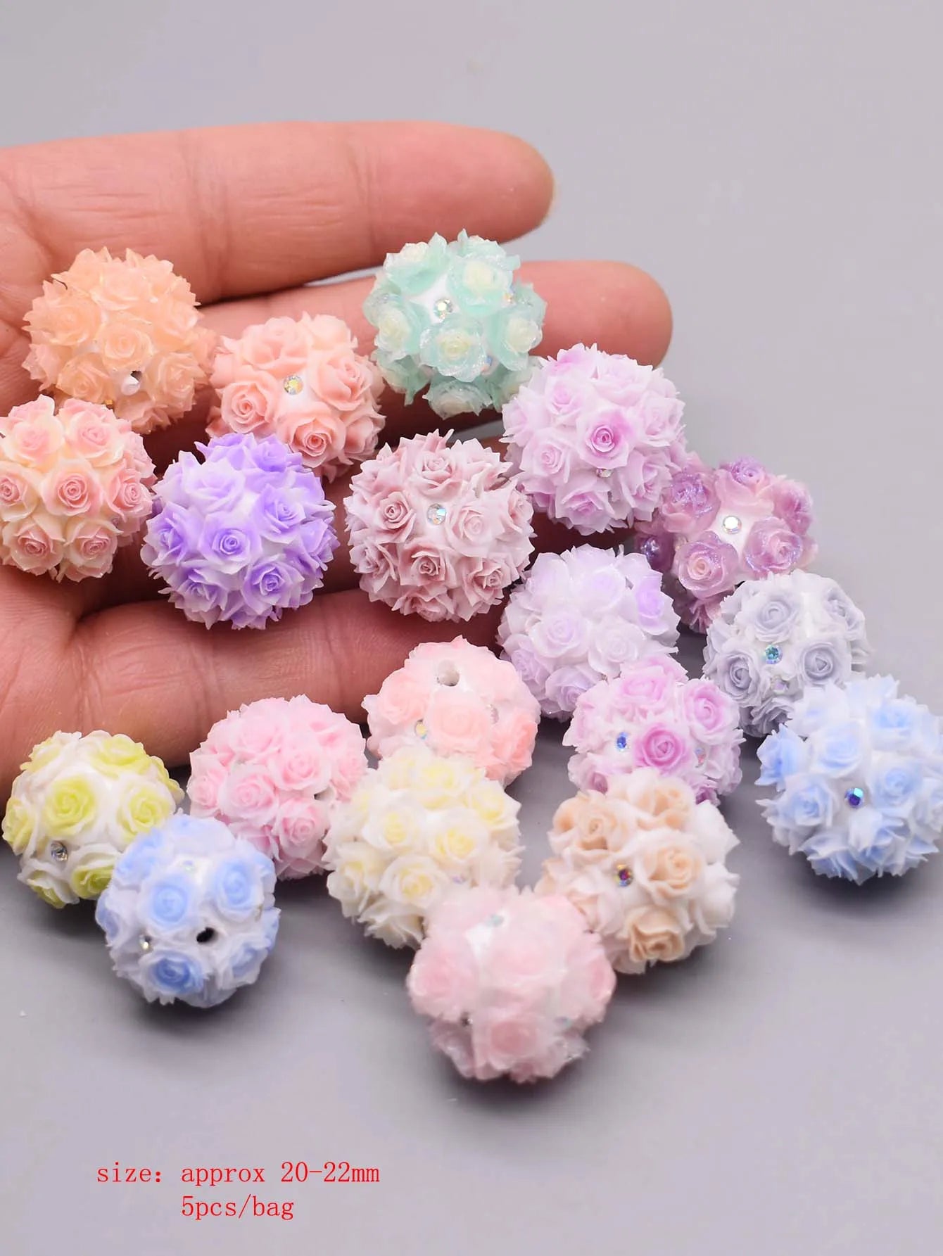 5pcs/bag Handmade Butterfly Round Flower Ball Heart Beads for Jewelry Making DIY Phone Chain Bead Pen Accessories