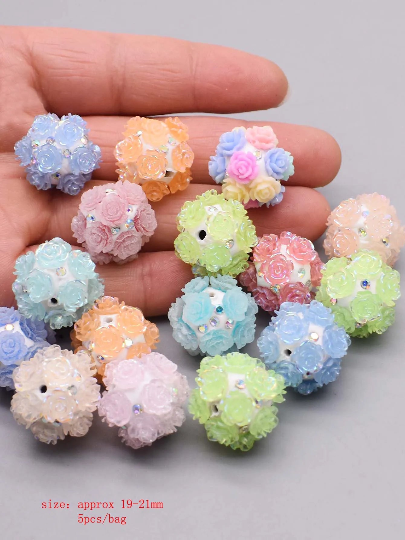 5pcs/bag Handmade Butterfly Round Flower Ball Heart Beads for Jewelry Making DIY Phone Chain Bead Pen Accessories