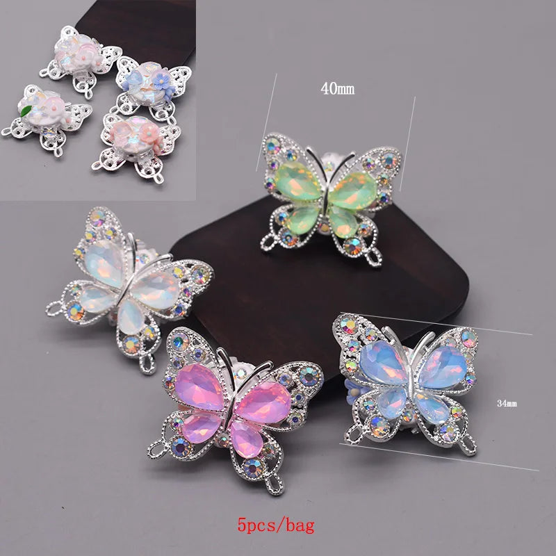 5pcs/bag Handmade Butterfly Round Flower Ball Heart Beads for Jewelry Making DIY Phone Chain Bead Pen Accessories