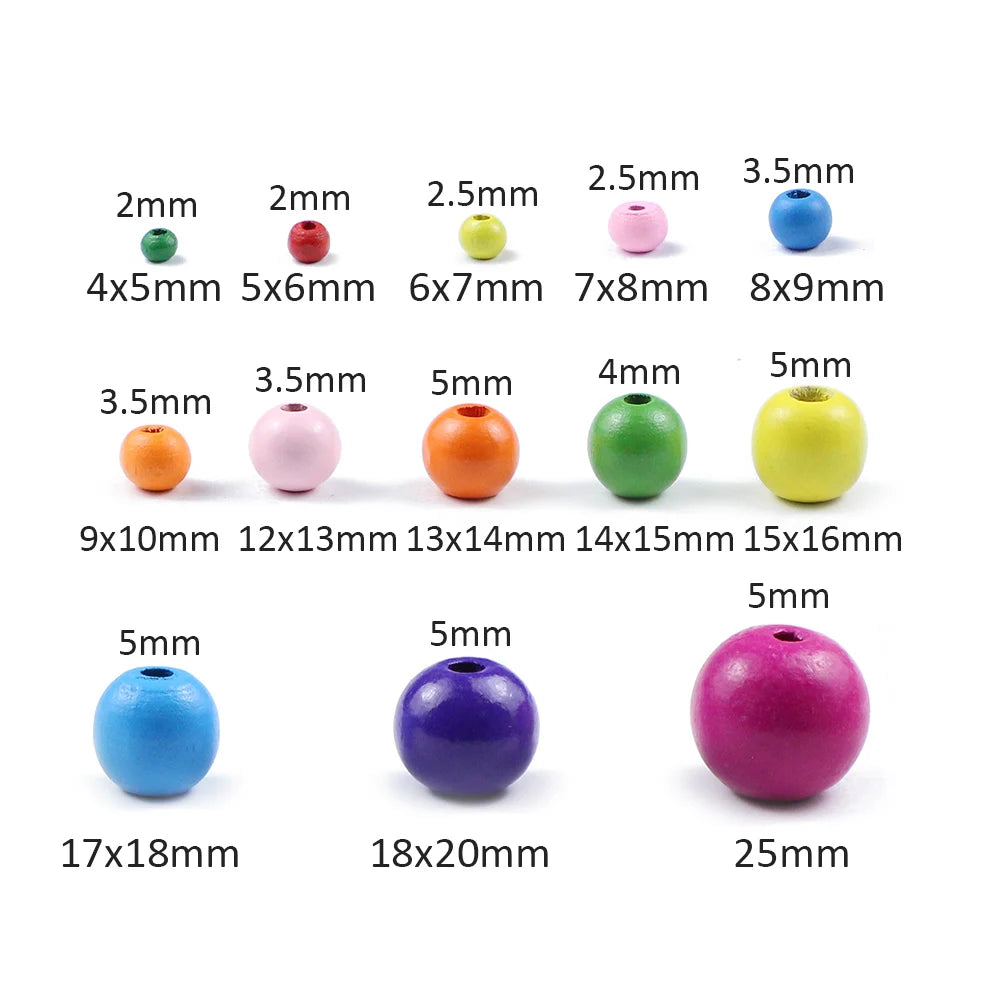 6~500pcs Multicolor Spacer Wood Beads 4/6/8mm Round Wooden Beads for Jewelry Making Baby Rattle Pacifier Beading Findings