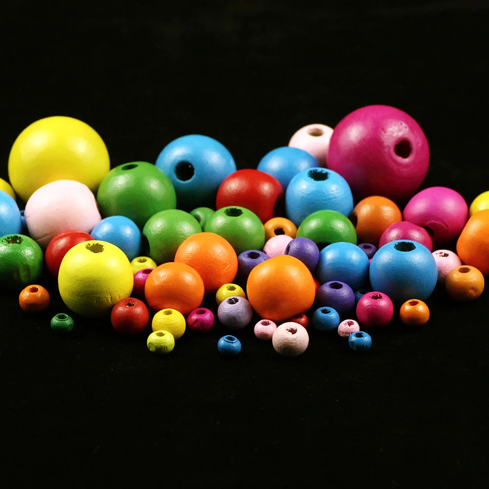 6~500pcs Multicolor Spacer Wood Beads 4/6/8mm Round Wooden Beads for Jewelry Making Baby Rattle Pacifier Beading Findings