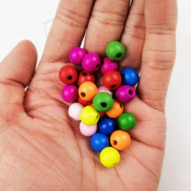 6~500pcs Multicolor Spacer Wood Beads 4/6/8mm Round Wooden Beads for Jewelry Making Baby Rattle Pacifier Beading Findings