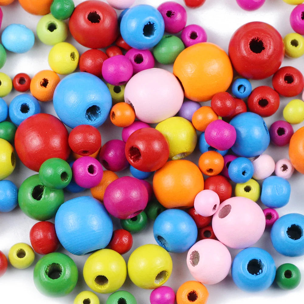 6~500pcs Multicolor Spacer Wood Beads 4/6/8mm Round Wooden Beads for Jewelry Making Baby Rattle Pacifier Beading Findings