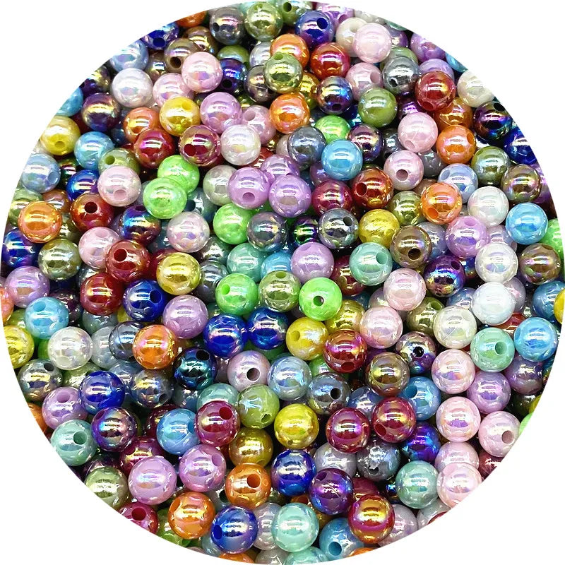 6 8 10mm AB Color Plating Acrylic Beads Loose Spacer Round Beads Garment Beads Jewelry Making DIY #Ro