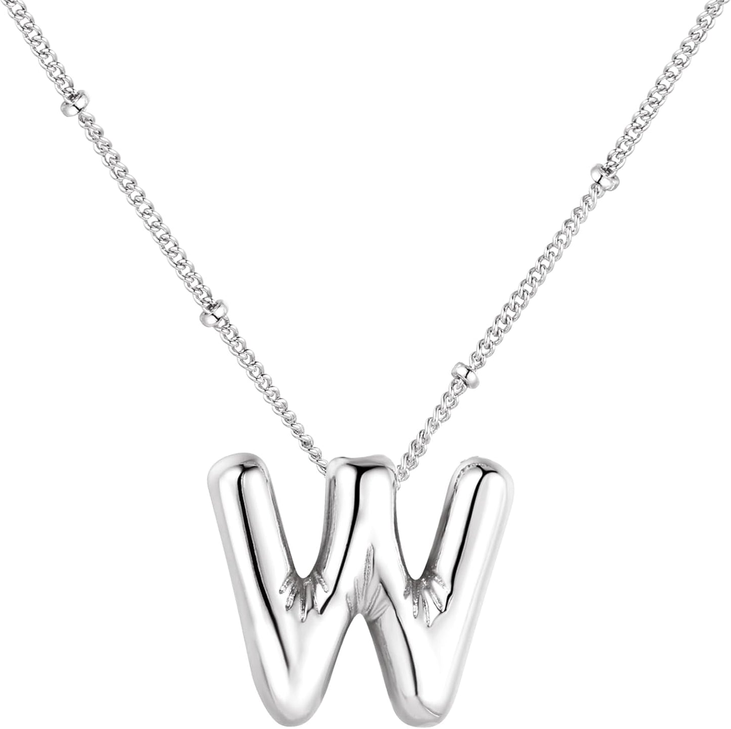 Bubble Letter Necklace Balloon Initial Necklaces for Women Dainty Alphabet Pendant 14K Gold Plated Puffy Name Personalized Jewelry