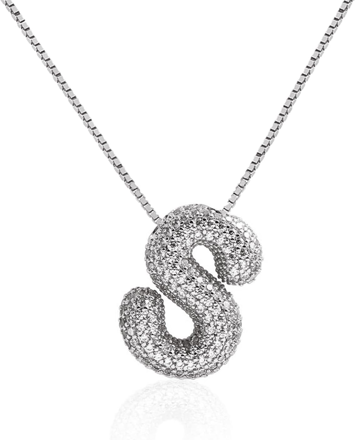 Bubble Letter Necklace Balloon Initial Necklaces for Women Dainty Alphabet Pendant 14K Gold Plated Puffy Name Personalized Jewelry