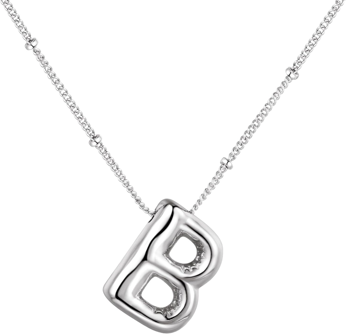 Bubble Letter Necklace Balloon Initial Necklaces for Women Dainty Alphabet Pendant 14K Gold Plated Puffy Name Personalized Jewelry