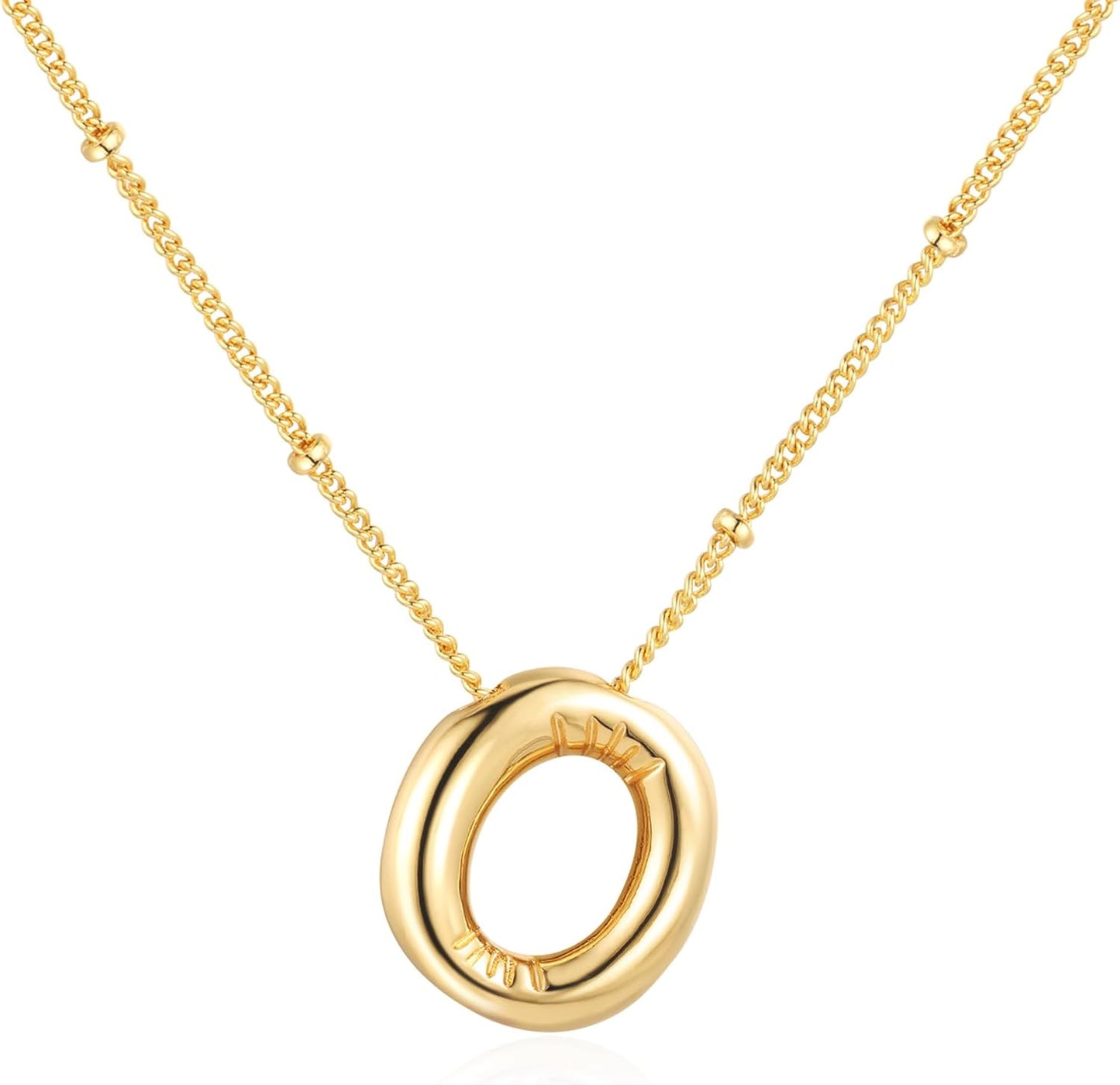 Bubble Letter Necklace Balloon Initial Necklaces for Women Dainty Alphabet Pendant 14K Gold Plated Puffy Name Personalized Jewelry