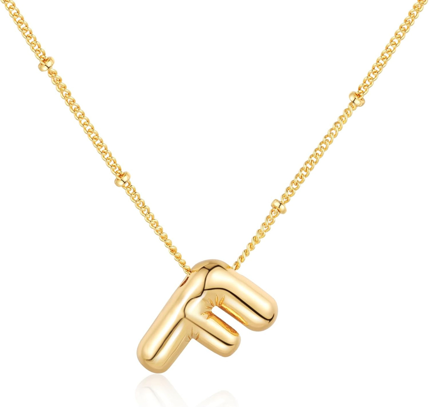 Bubble Letter Necklace Balloon Initial Necklaces for Women Dainty Alphabet Pendant 14K Gold Plated Puffy Name Personalized Jewelry