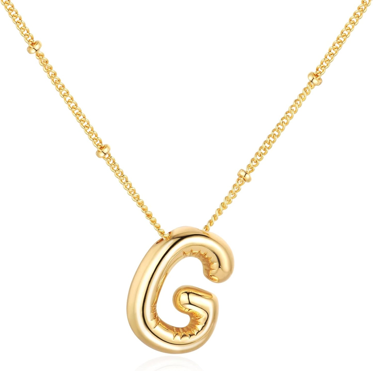 Bubble Letter Necklace Balloon Initial Necklaces for Women Dainty Alphabet Pendant 14K Gold Plated Puffy Name Personalized Jewelry