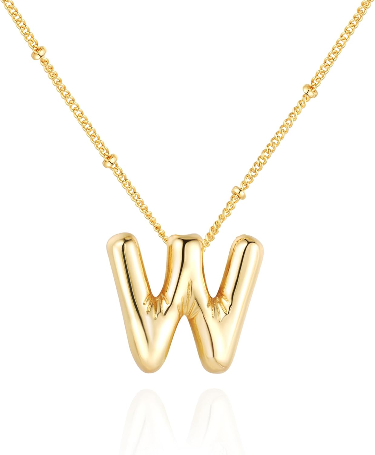 Bubble Letter Necklace Balloon Initial Necklaces for Women Dainty Alphabet Pendant 14K Gold Plated Puffy Name Personalized Jewelry
