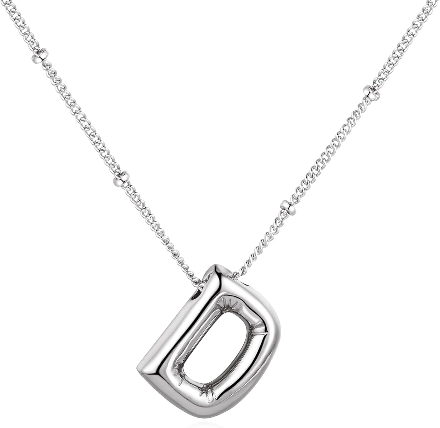 Bubble Letter Necklace Balloon Initial Necklaces for Women Dainty Alphabet Pendant 14K Gold Plated Puffy Name Personalized Jewelry