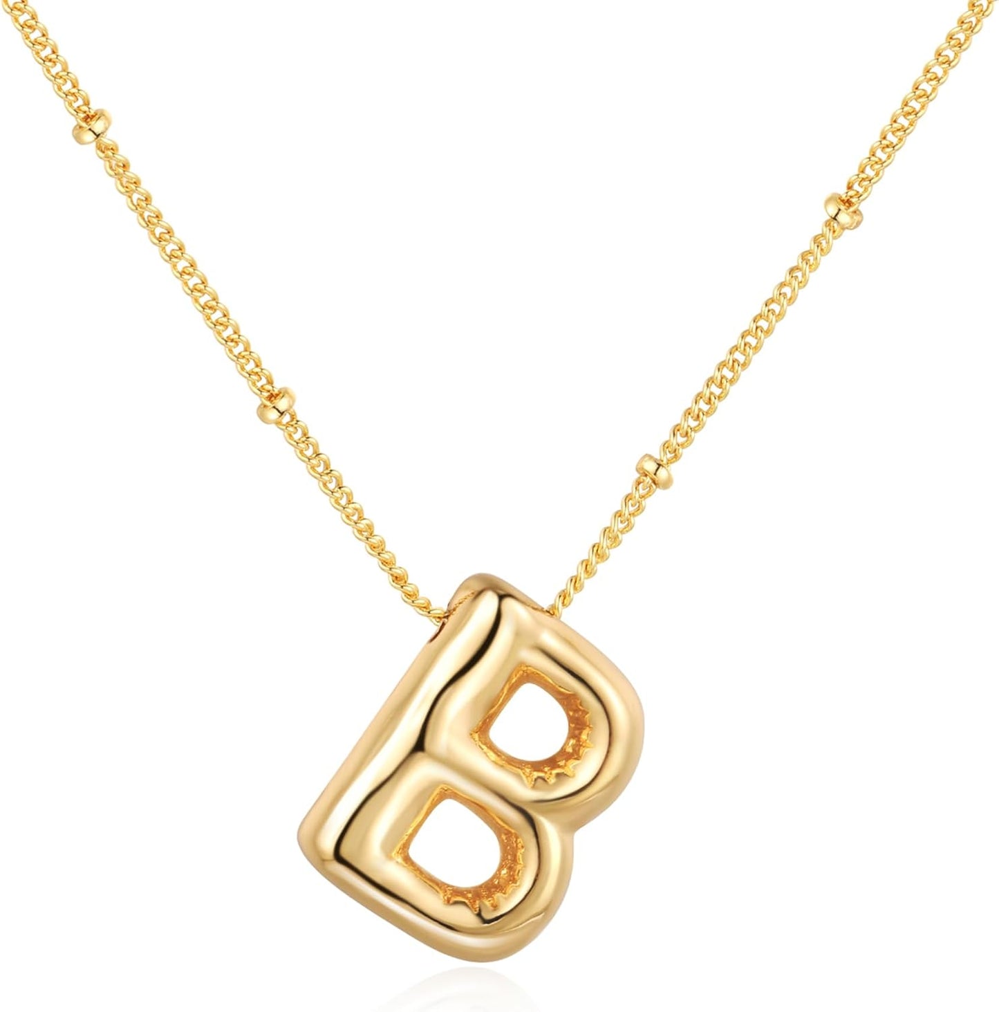 Bubble Letter Necklace Balloon Initial Necklaces for Women Dainty Alphabet Pendant 14K Gold Plated Puffy Name Personalized Jewelry