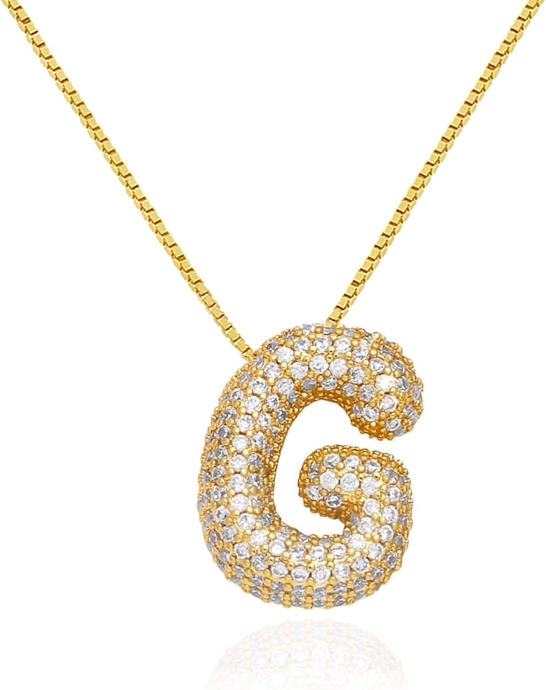 Bubble Letter Necklace Balloon Initial Necklaces for Women Dainty Alphabet Pendant 14K Gold Plated Puffy Name Personalized Jewelry